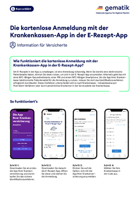 Die kartenlose Anmeldung mit der Krankenkassen-App in der E-Rezept-App