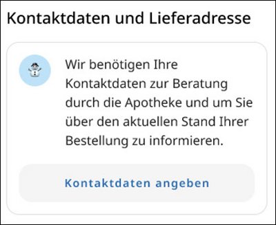 Bildschirmfoto - Kontaktdaten und Lieferadresse